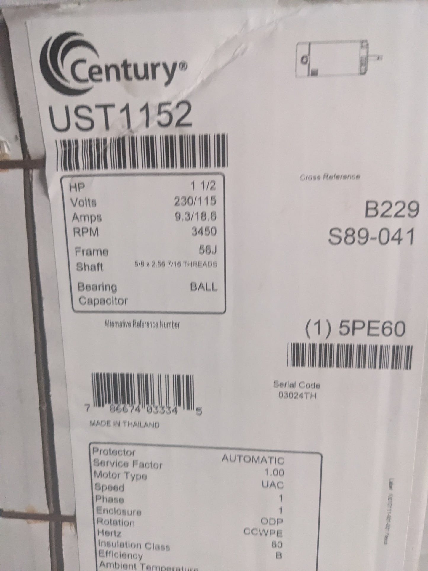 UST1152 1.5 HP Round Flange Single Speed Pool Pump Motor