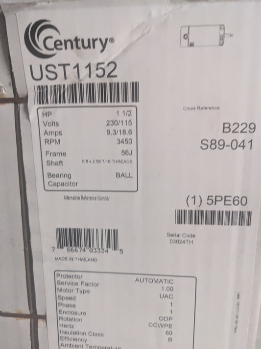 UST1152 1.5 HP Round Flange Single Speed Pool Pump Motor