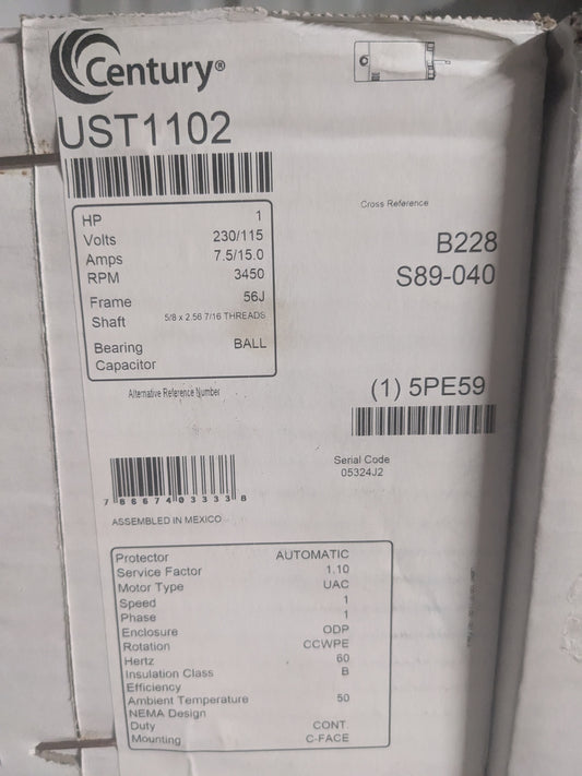 UST1102 1 HP Round Flange Single Speed Pool Pump Motor