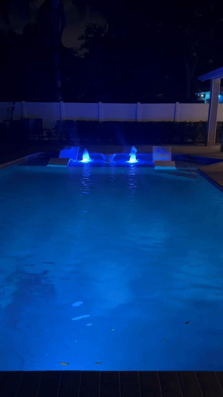 Tracey's pool with color-changing lights