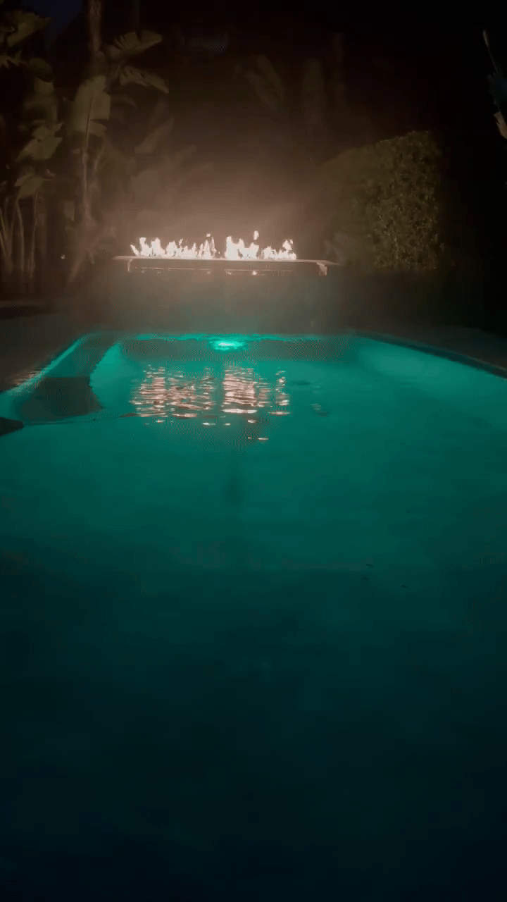 Robin's pool with color-changing lights