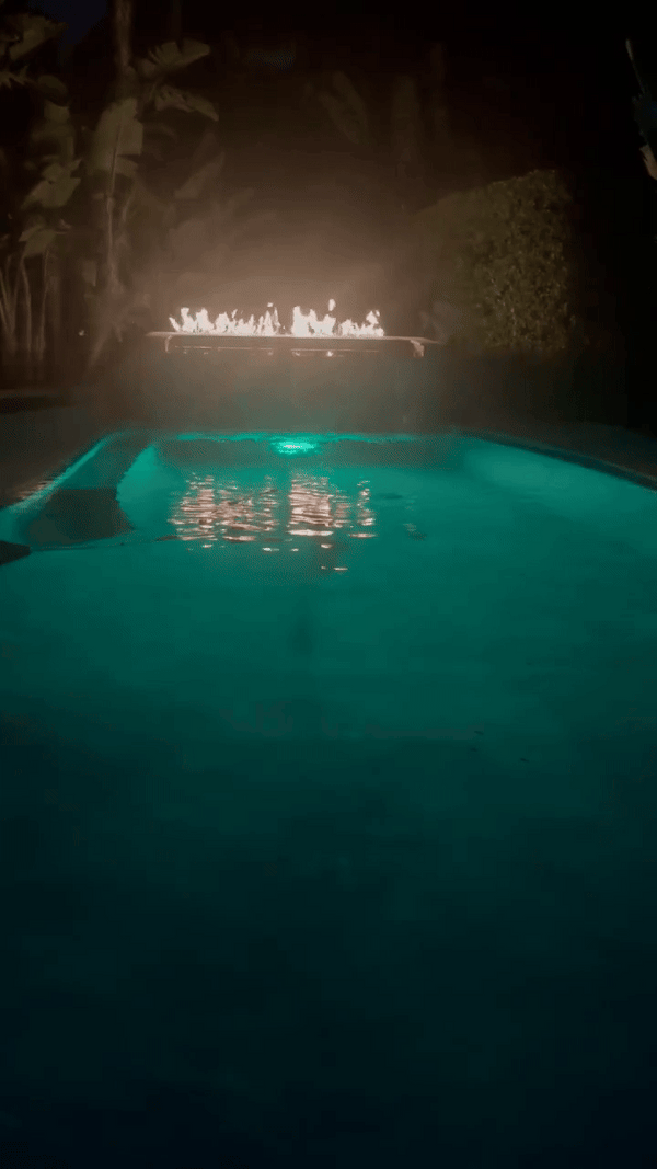 Robin's pool with color-changing lights